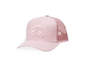 $199 NWT Avirex Pale Mauve Leather & Mesh Logo Trucker Hat On Size